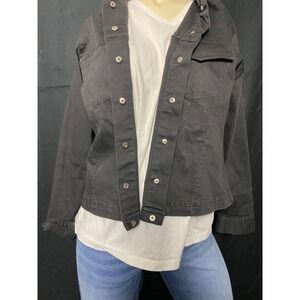 Mossimo Black Cotton Blend Utility‎ Jacket Womens 16W Snap Front Pockets